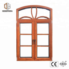 aama certified Grill Design Round Top French Wood clad Casement Window with double glazing glass